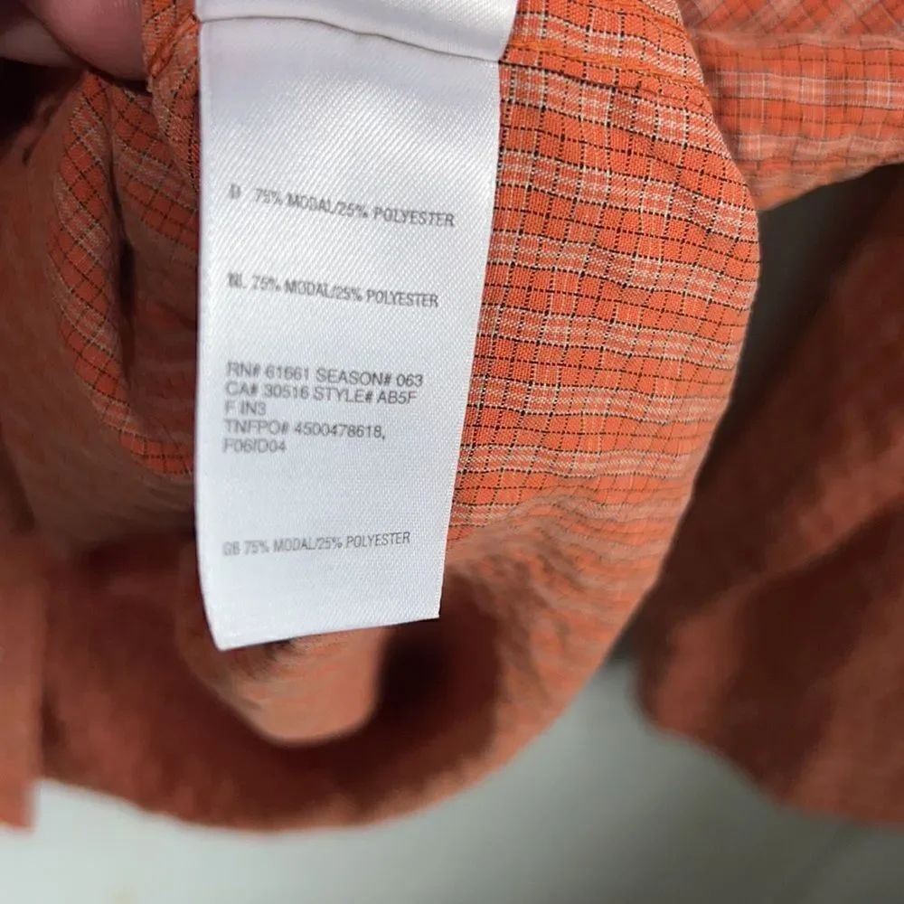 THE NORTH FACE Orange Plaid Button Up Shirt-L - Picture 8 of 9